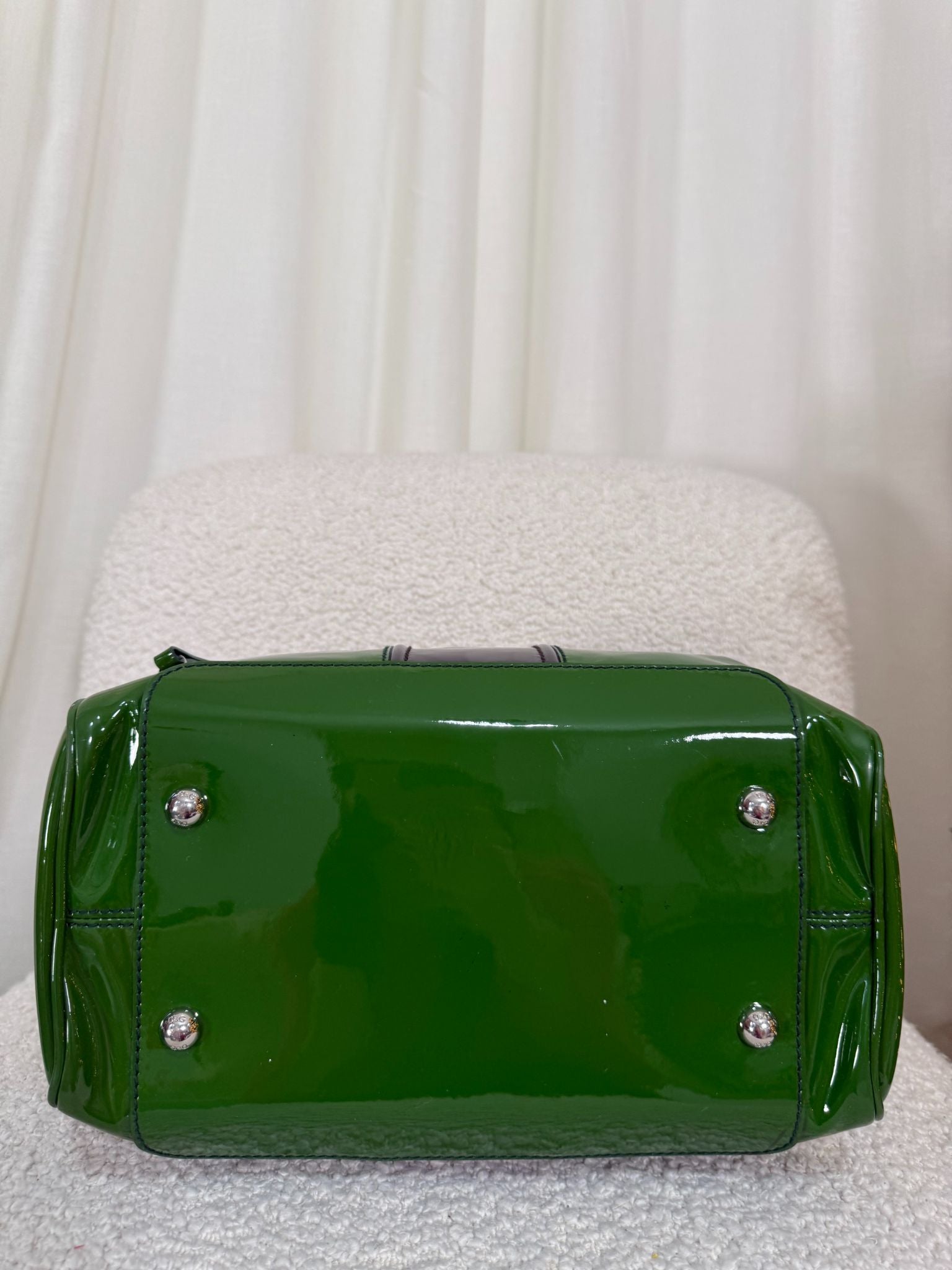 Dolce Gabbana Lily Glam Green Patent Leather Shoulder Bag