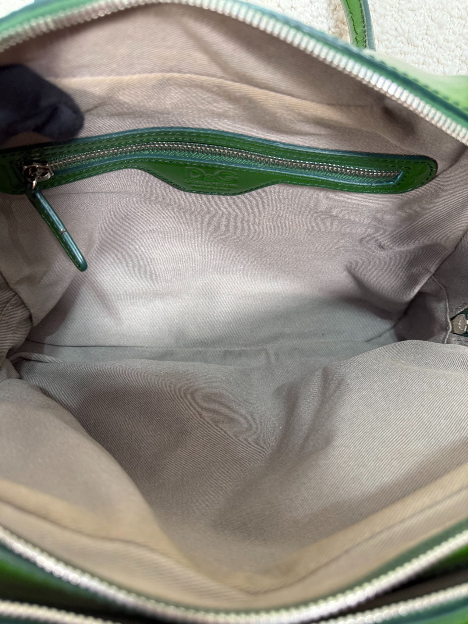 Dolce Gabbana Lily Glam Green Patent Leather Shoulder Bag