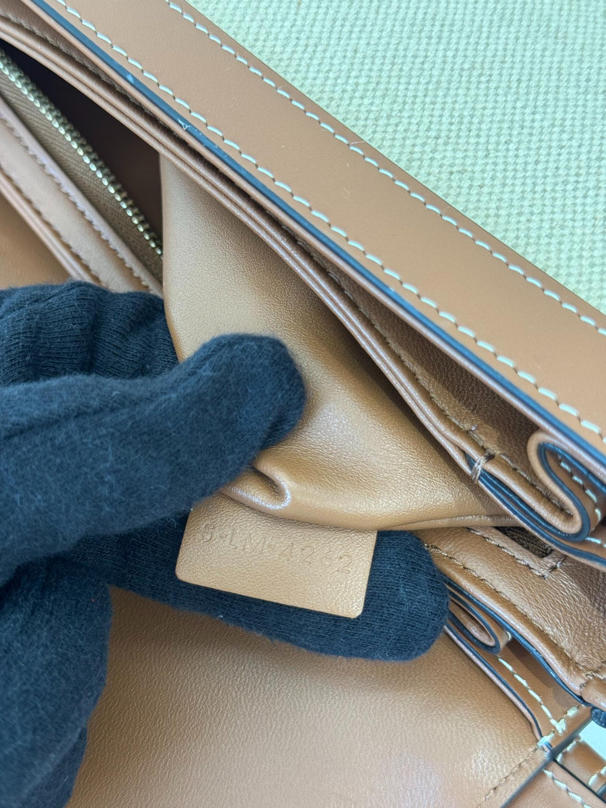 Celine Classique Triomphe Medium Textile and Calfskin Natural/Tan