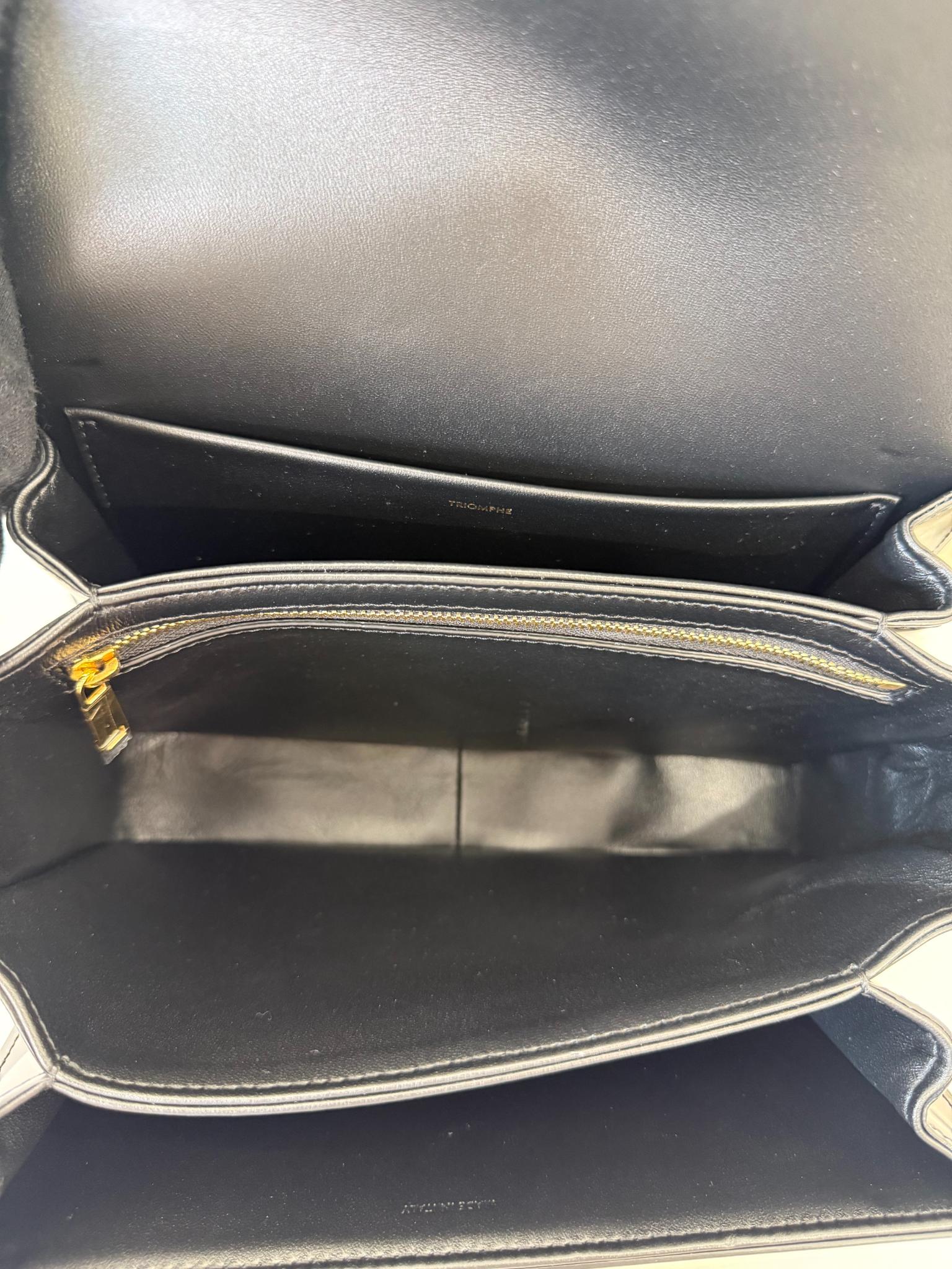 Celine Classique Triomphe Bag in Black Shiny Calfskin