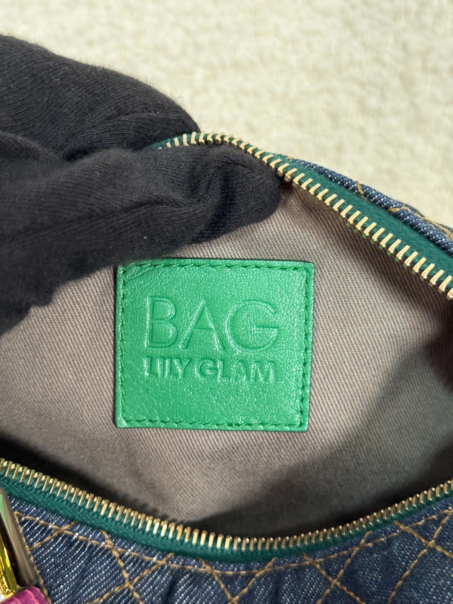 Dolce Gabbana Denim and Leather Lily Glam Shoulder Bag