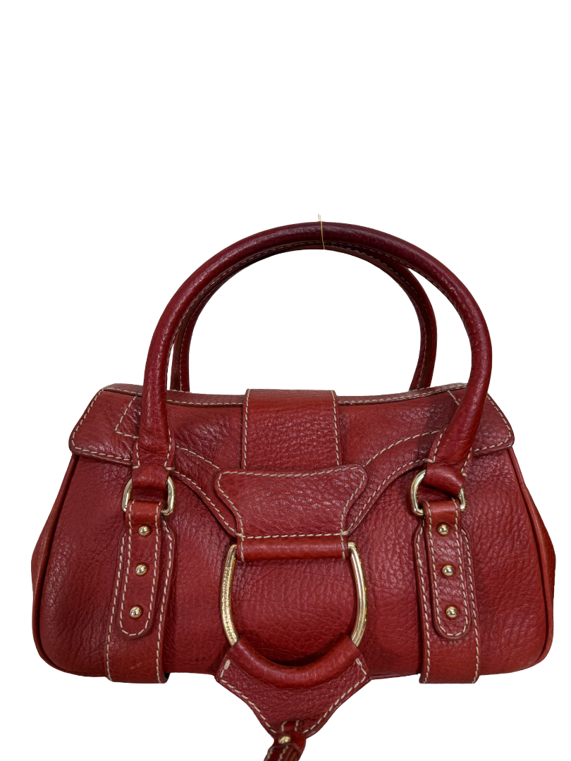 Dolce Gabbana Red Leather D Ring Satchel Bag