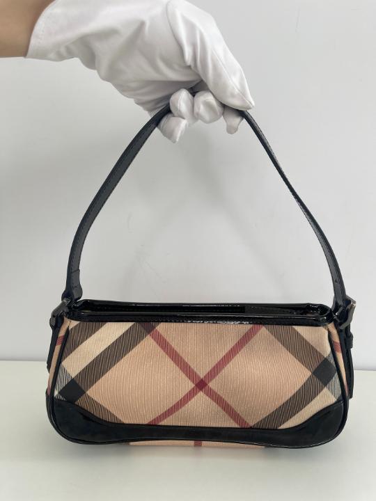 Burberry Nova Check Black Patent Leather Pochette