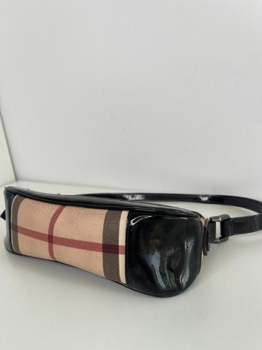 Burberry Nova Check Black Patent Leather Pochette