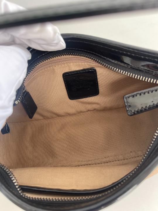 Burberry Nova Check Black Patent Leather Pochette