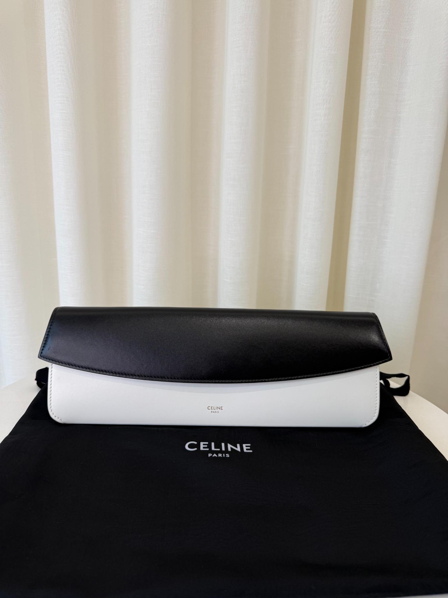 Celine Black/White Smooth Calfskin Evening Clutch