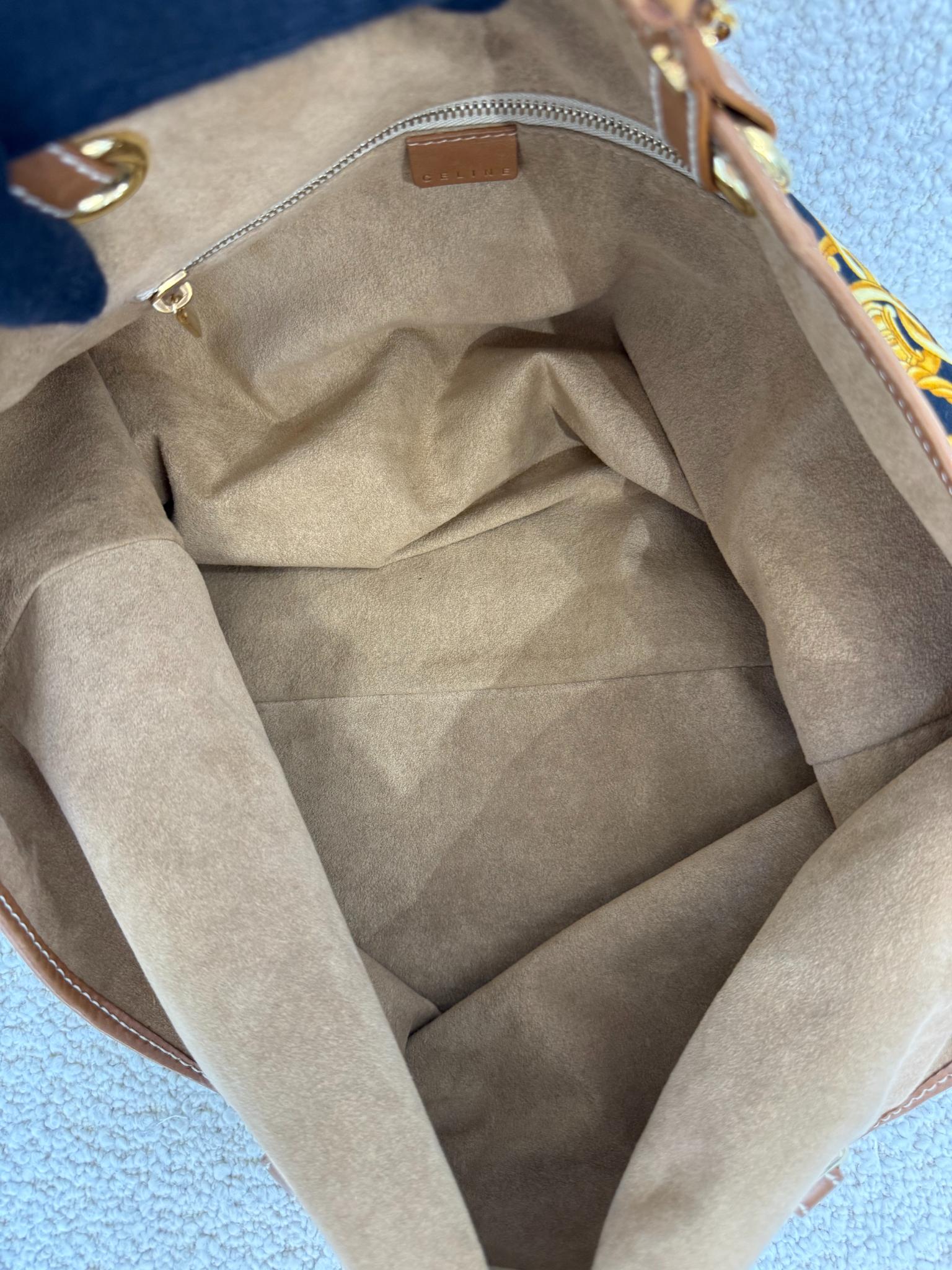Celine Vintage Chain Print Canvas Tote Bag
