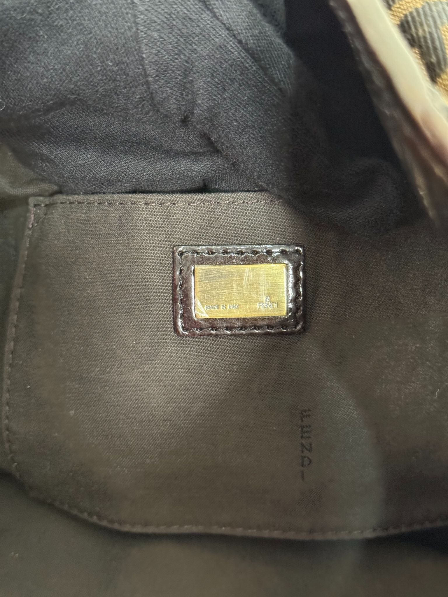 Fendi Chef Small FF Signature Zucca Tobacco Canvas Shoulder Bag