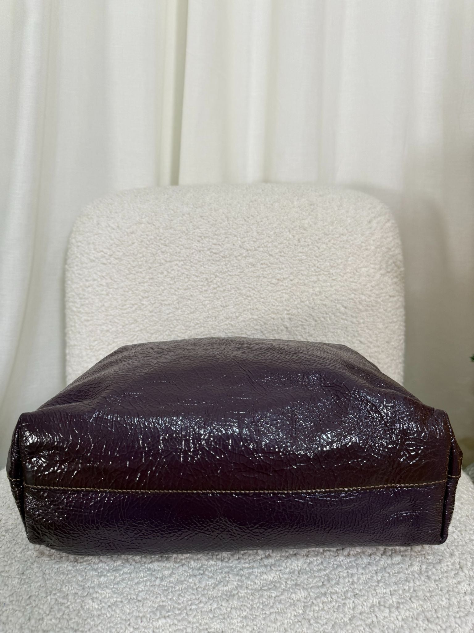 Prada Vitello Daino Purple Patent Leather Large Tote Bag