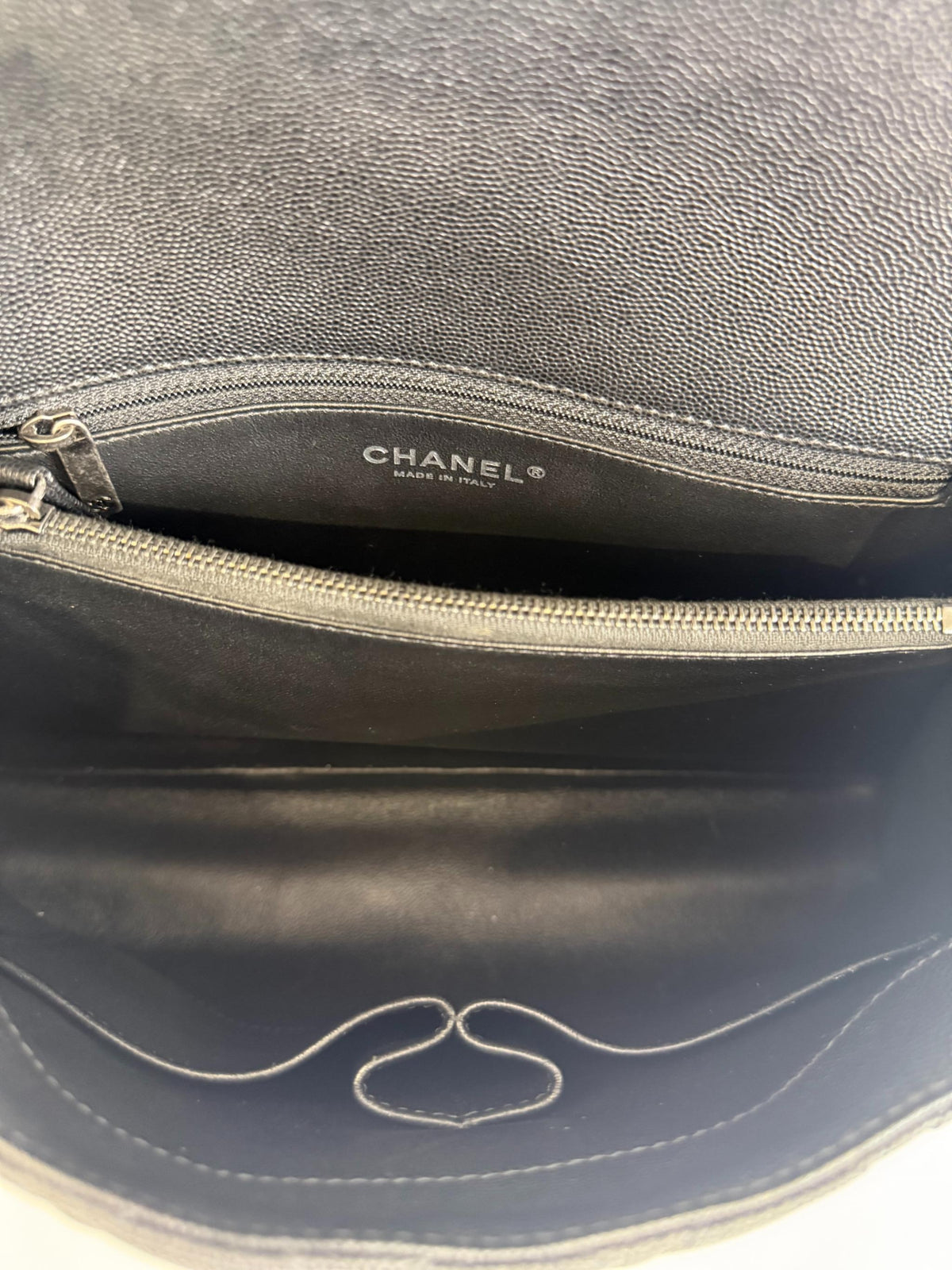 Chane Large Coco Handle Black Quilted Caviar Leather