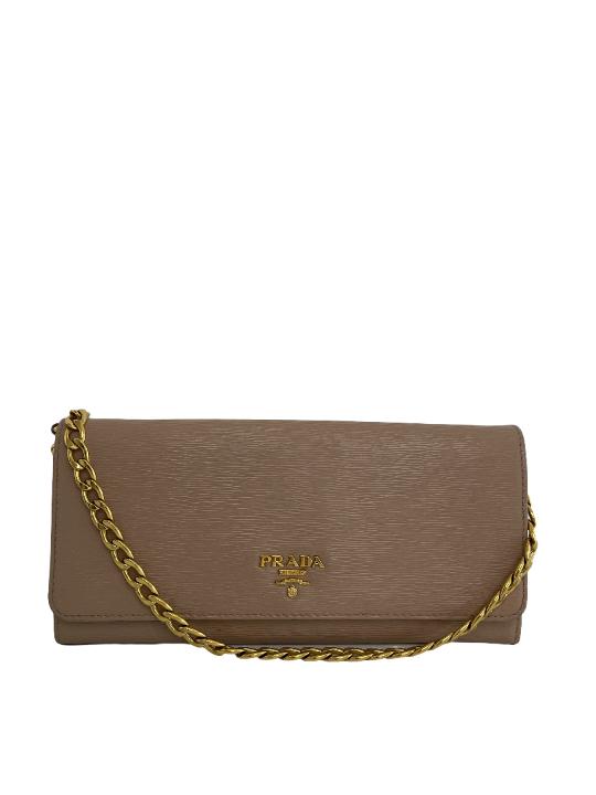 Prada Cipria Beige Vitello Move Leather Wallet On Chain