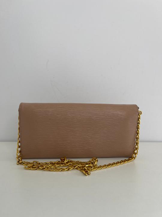Prada Cipria Beige Vitello Move Leather Wallet On Chain