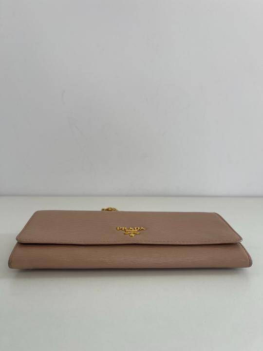 Prada Cipria Beige Vitello Move Leather Wallet On Chain