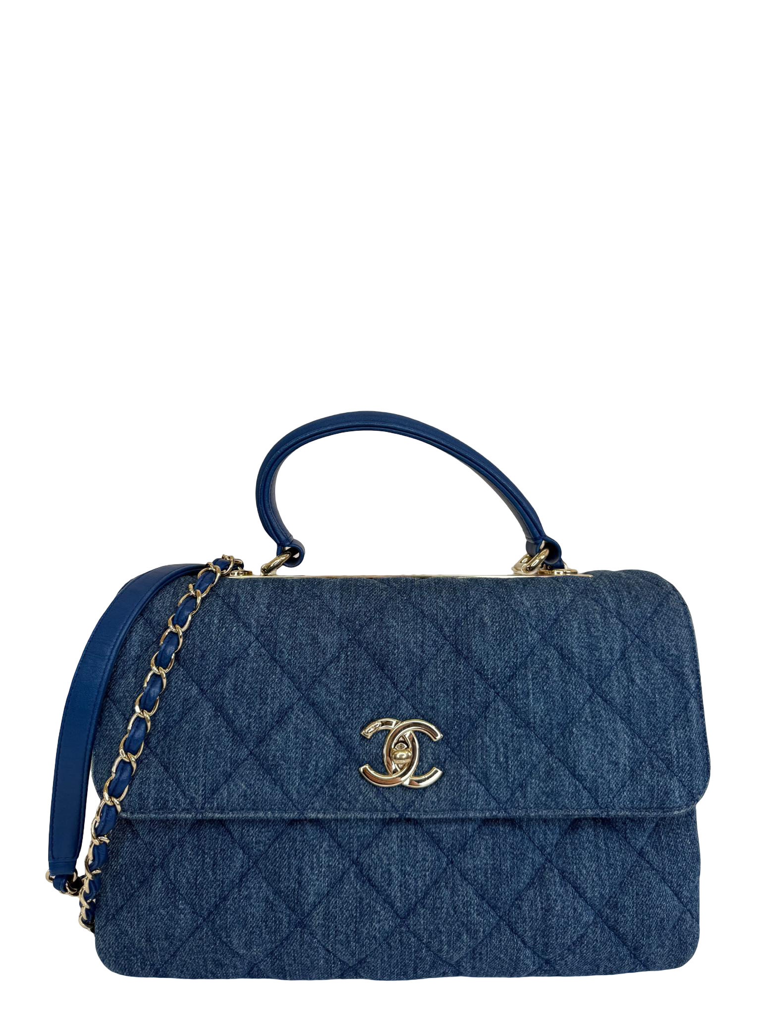 Chanel Blue Quilted Denim Large Trendy CC Bag