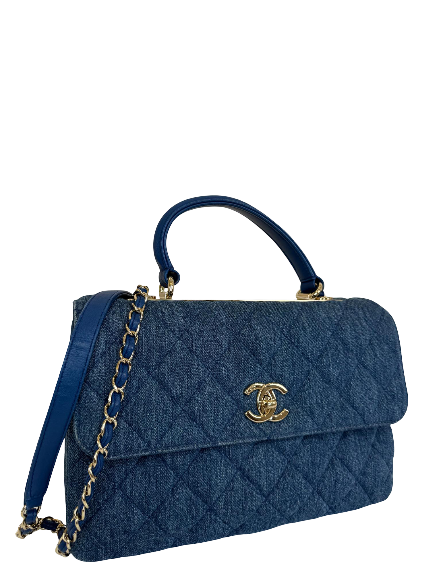 Chanel Blue Quilted Denim Large Trendy CC Bag
