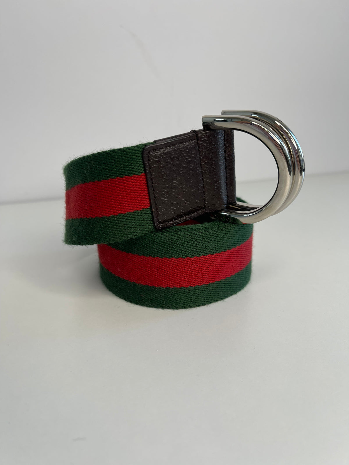 Gucci Web Red/Green Stripe D Ring Belt