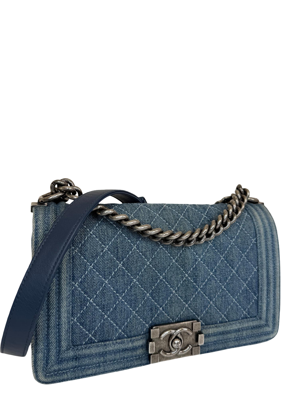 Chanel Boy Denim Quilted Medium Flap Bag