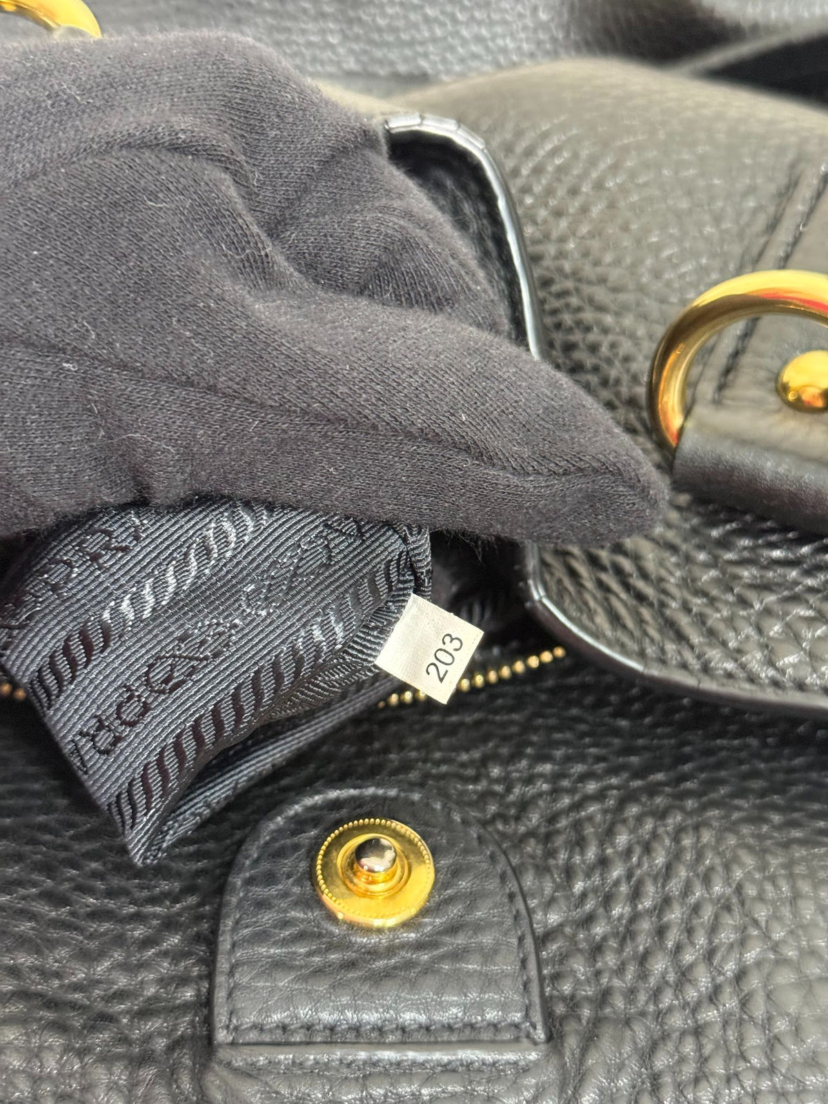 Prada Vitello Daino Leather Side Zip Tote Bag Black