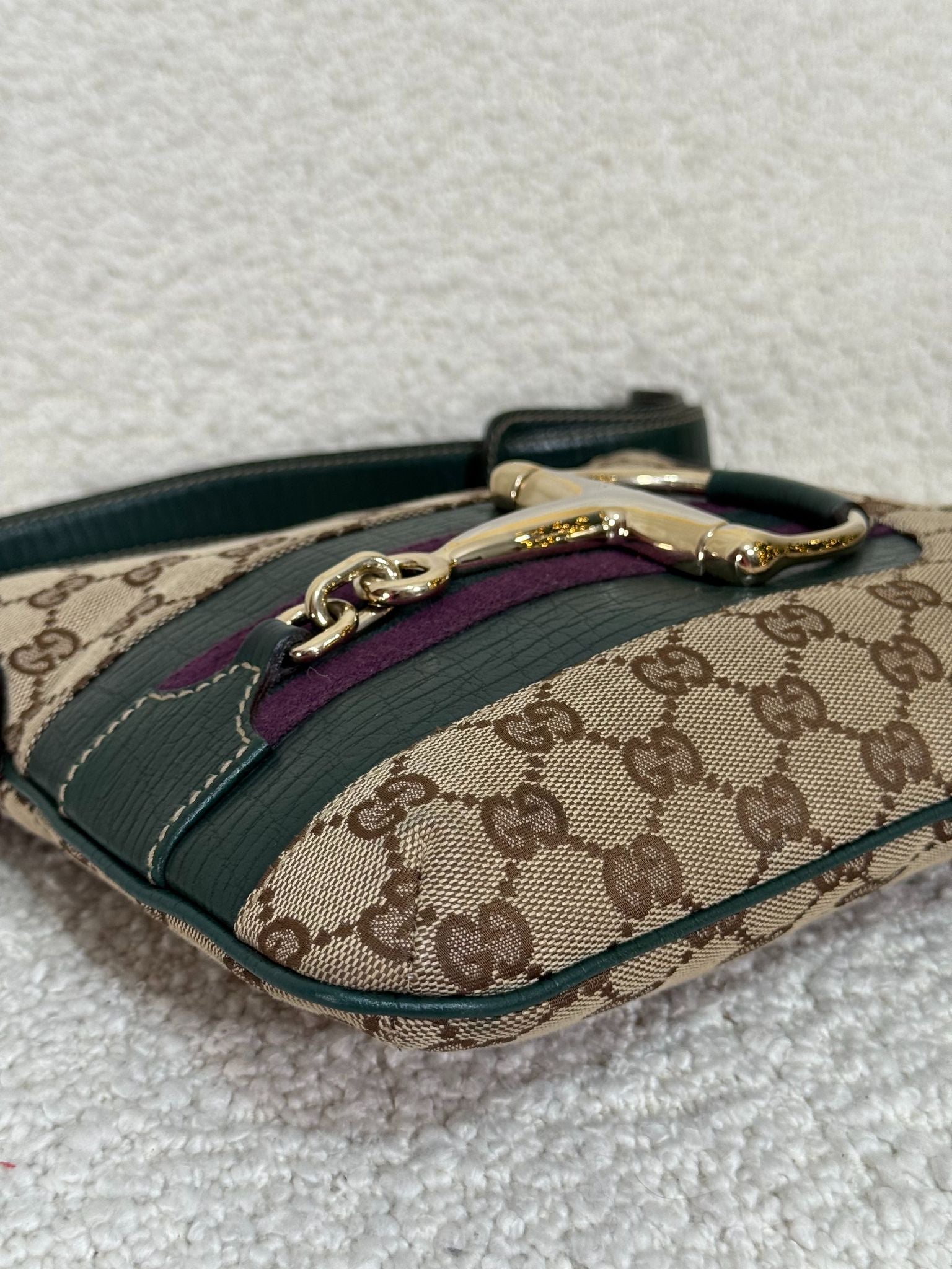 Gucci GG Canvas Horsebit Crossbody Bag Green