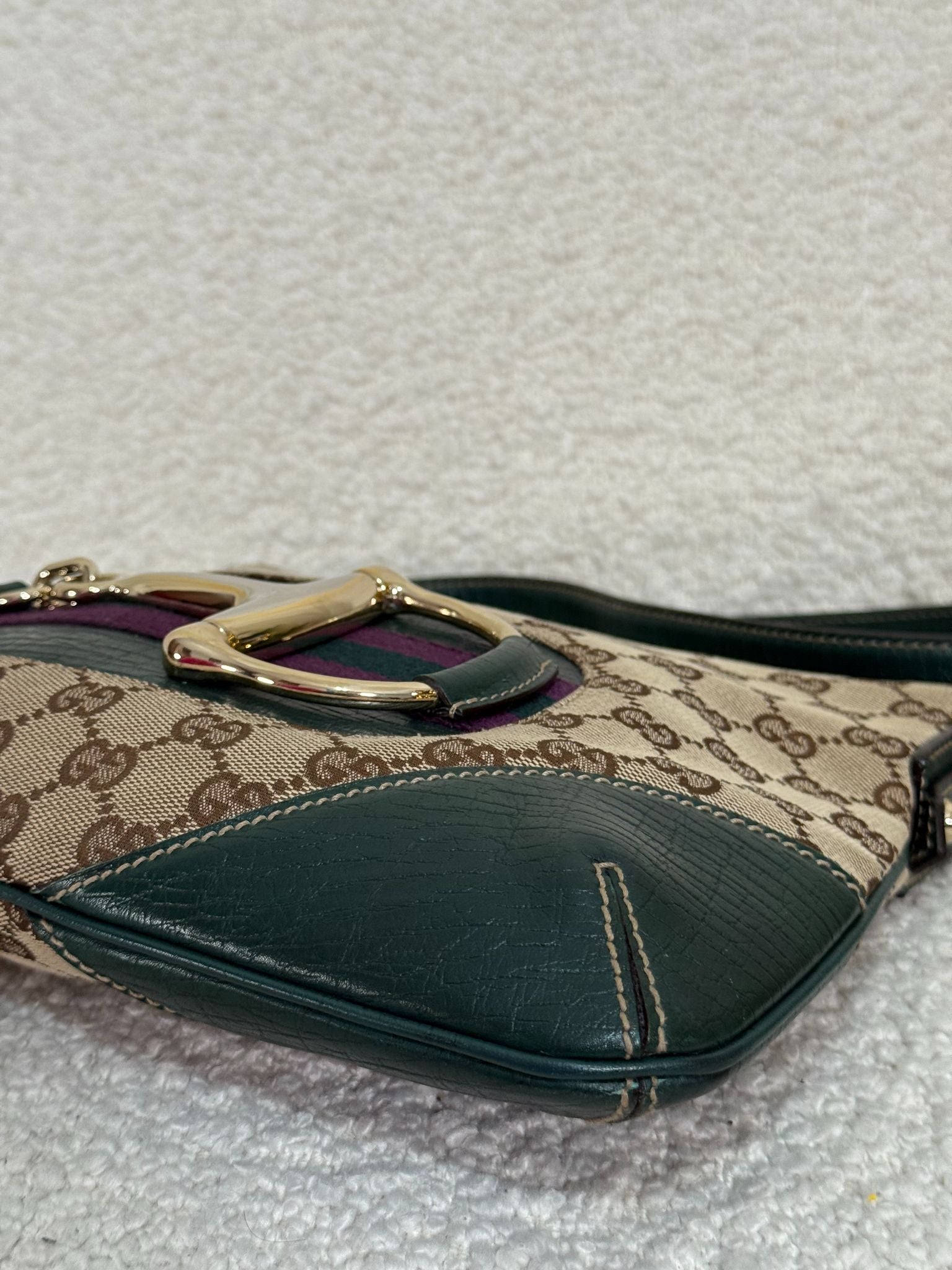 Gucci GG Canvas Horsebit Crossbody Bag Green