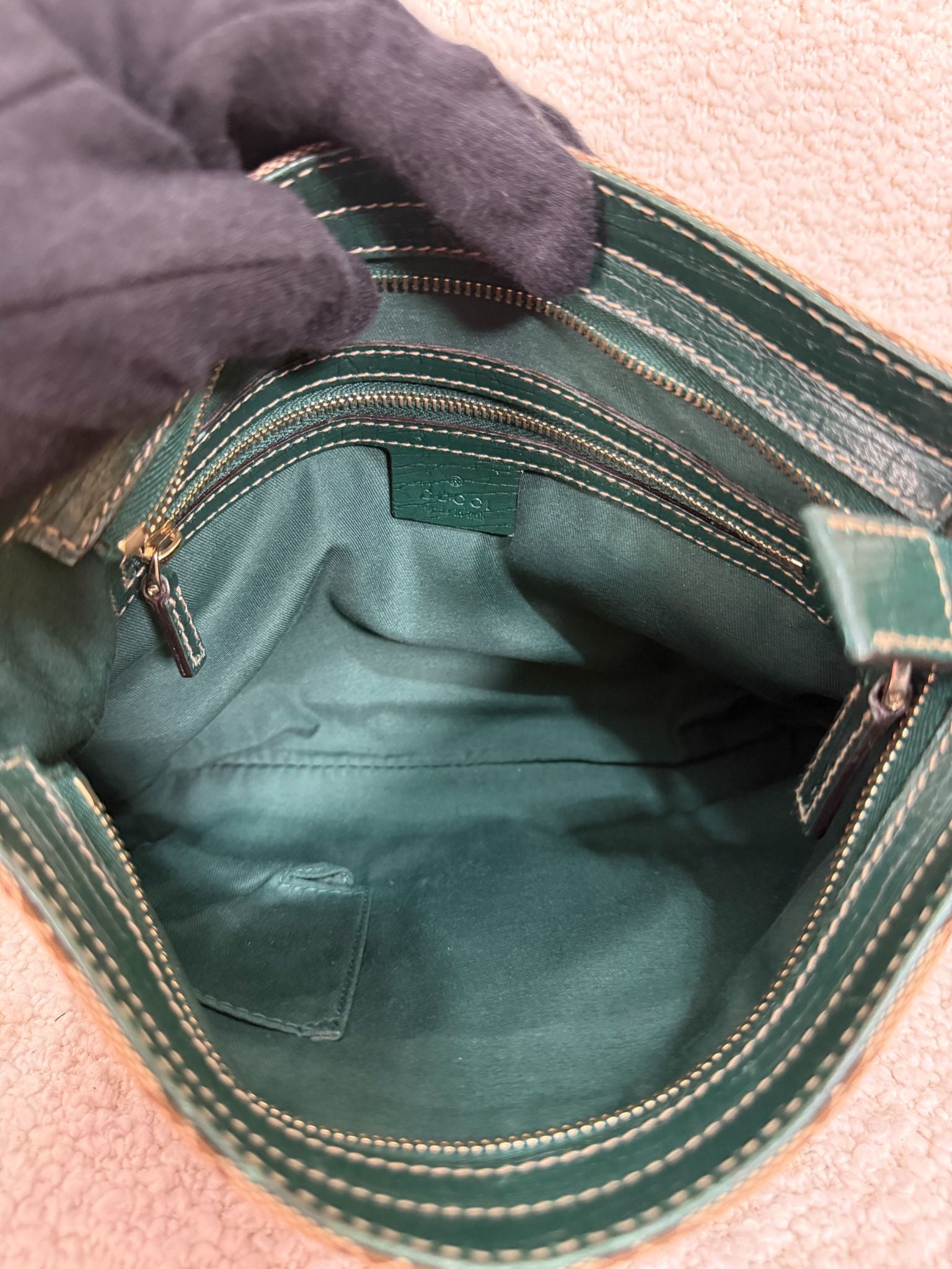 Gucci GG Canvas Horsebit Crossbody Bag Green