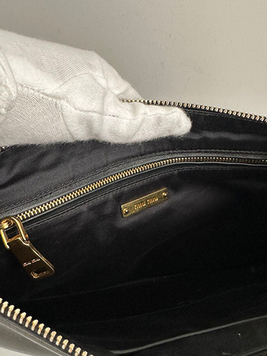 Miu Miu Black Leather Studded Clutch