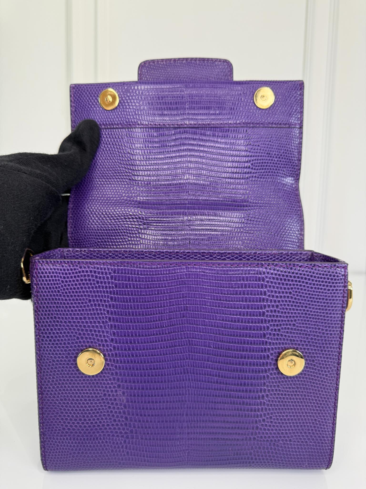 Dolce Gabbana Purple Lizard Embossed Leather DG Millennials Crossbody Bag