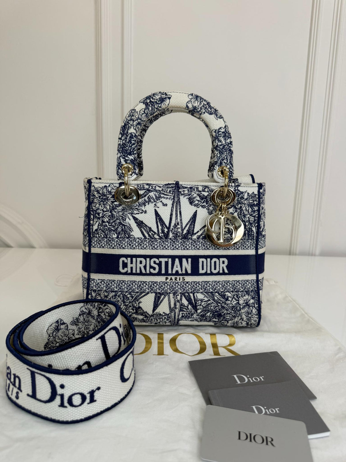 Christian Dior Medium Lady D-Lite Blue Rêve d'Infini Reverse Embroidered