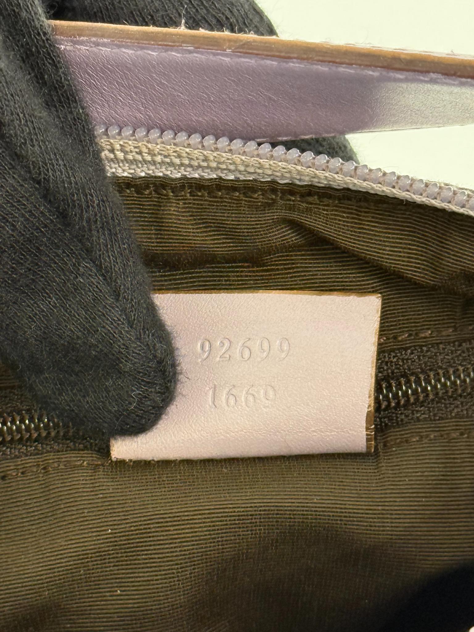 Gucci Vintage Lavender GG Canvas and Leather Zip Shoulder Bag