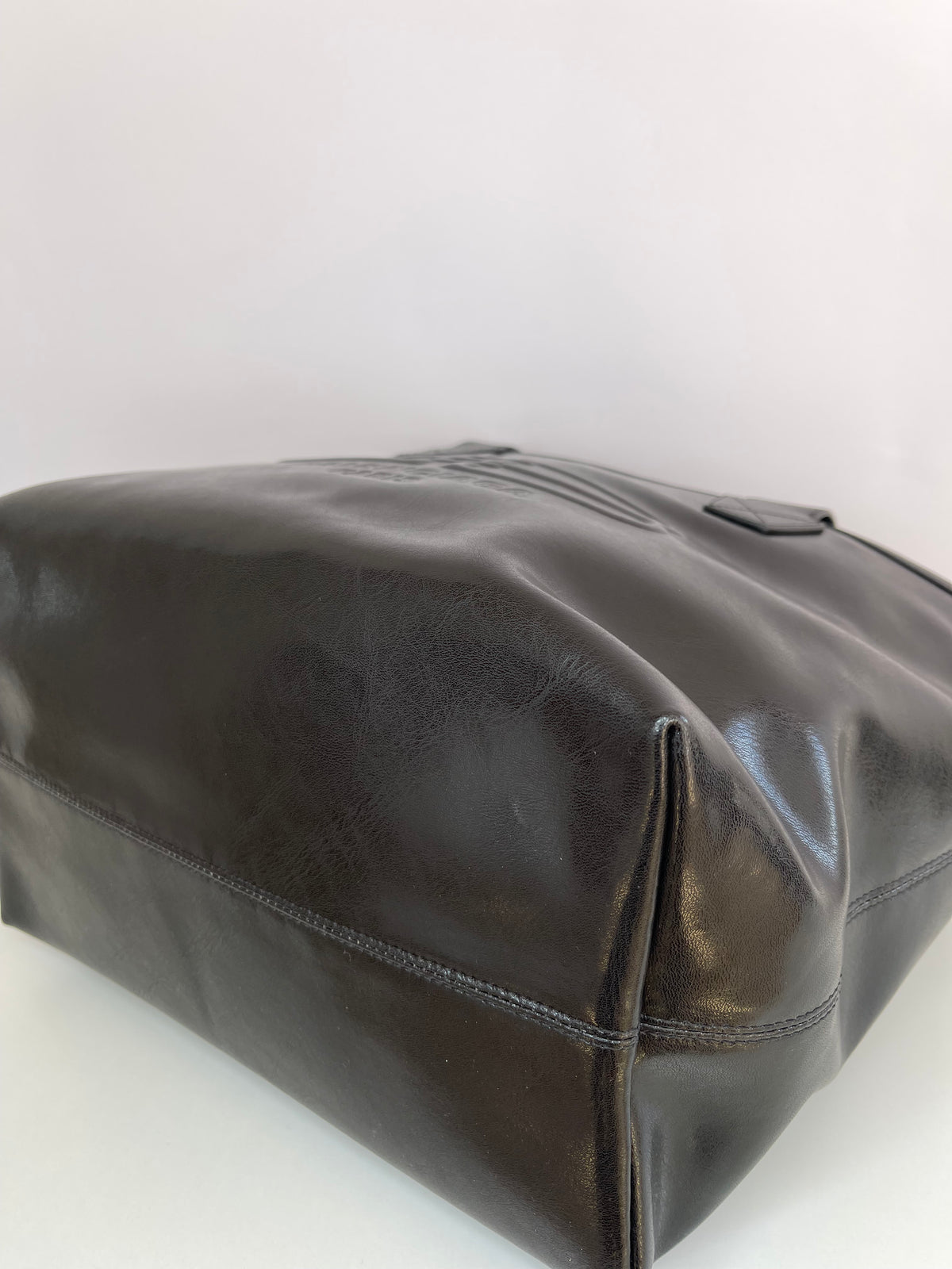 Balenciaga Embossed Logo Jumbo Leather Tote Bag Black