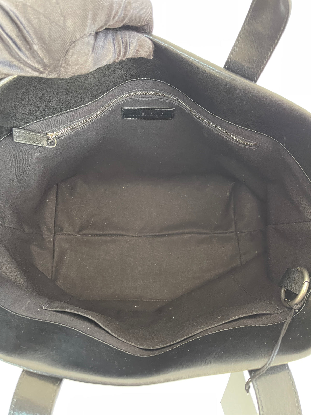 Balenciaga Embossed Logo Jumbo Leather Tote Bag Black