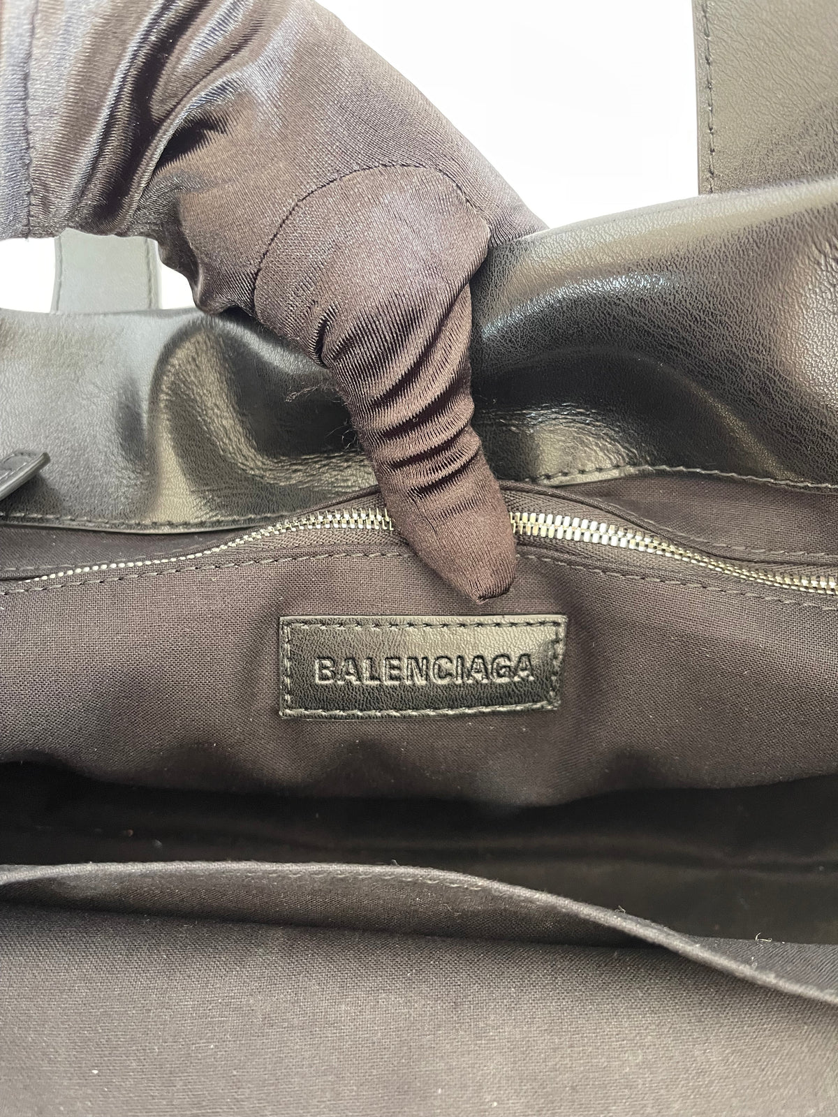 Balenciaga Embossed Logo Jumbo Leather Tote Bag Black