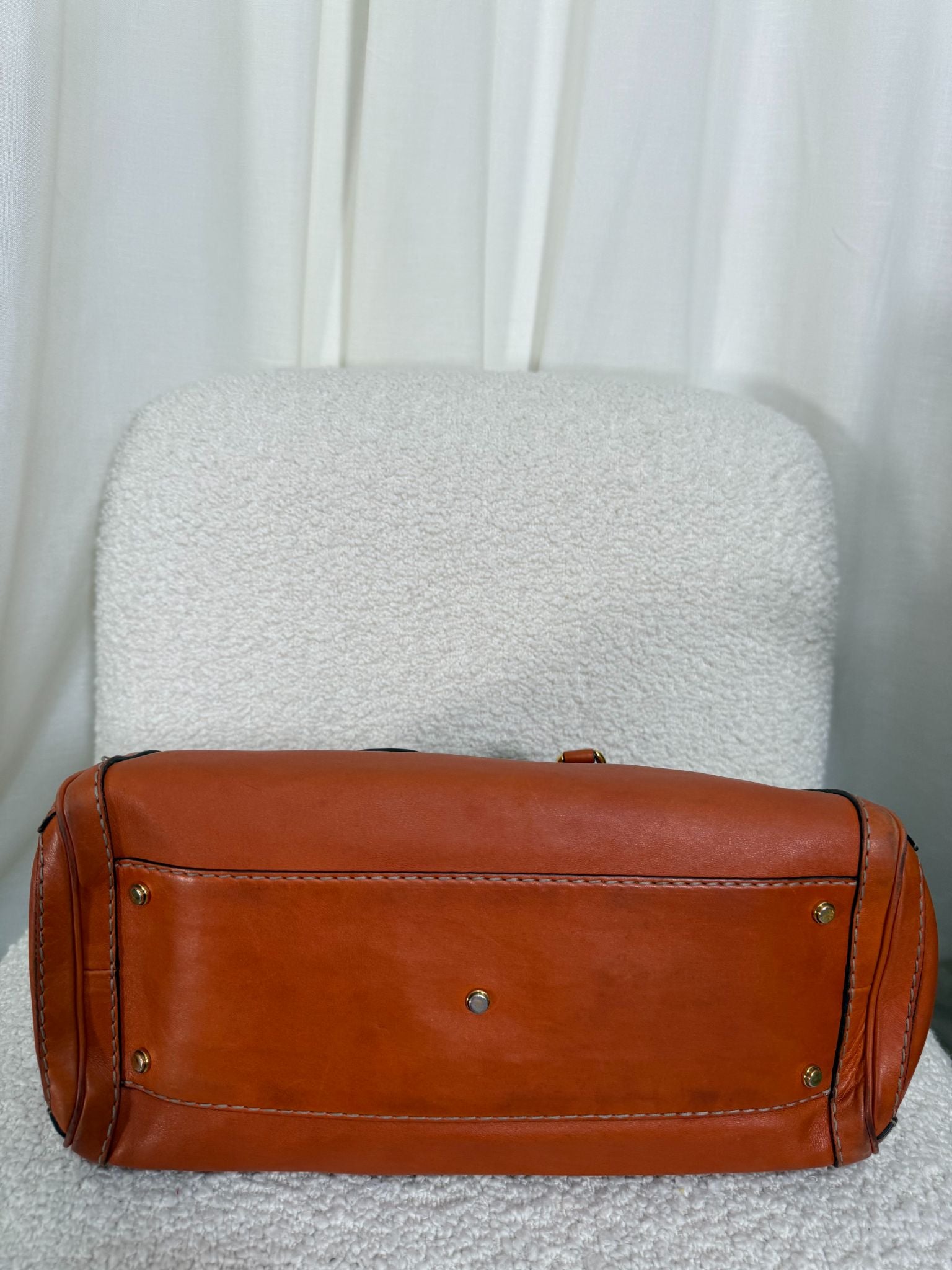 Gucci GG Running Orange Leather Medium Tote Bag