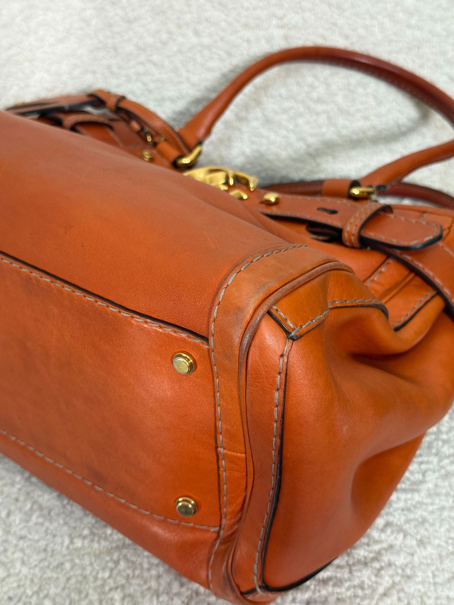 Gucci GG Running Orange Leather Medium Tote Bag