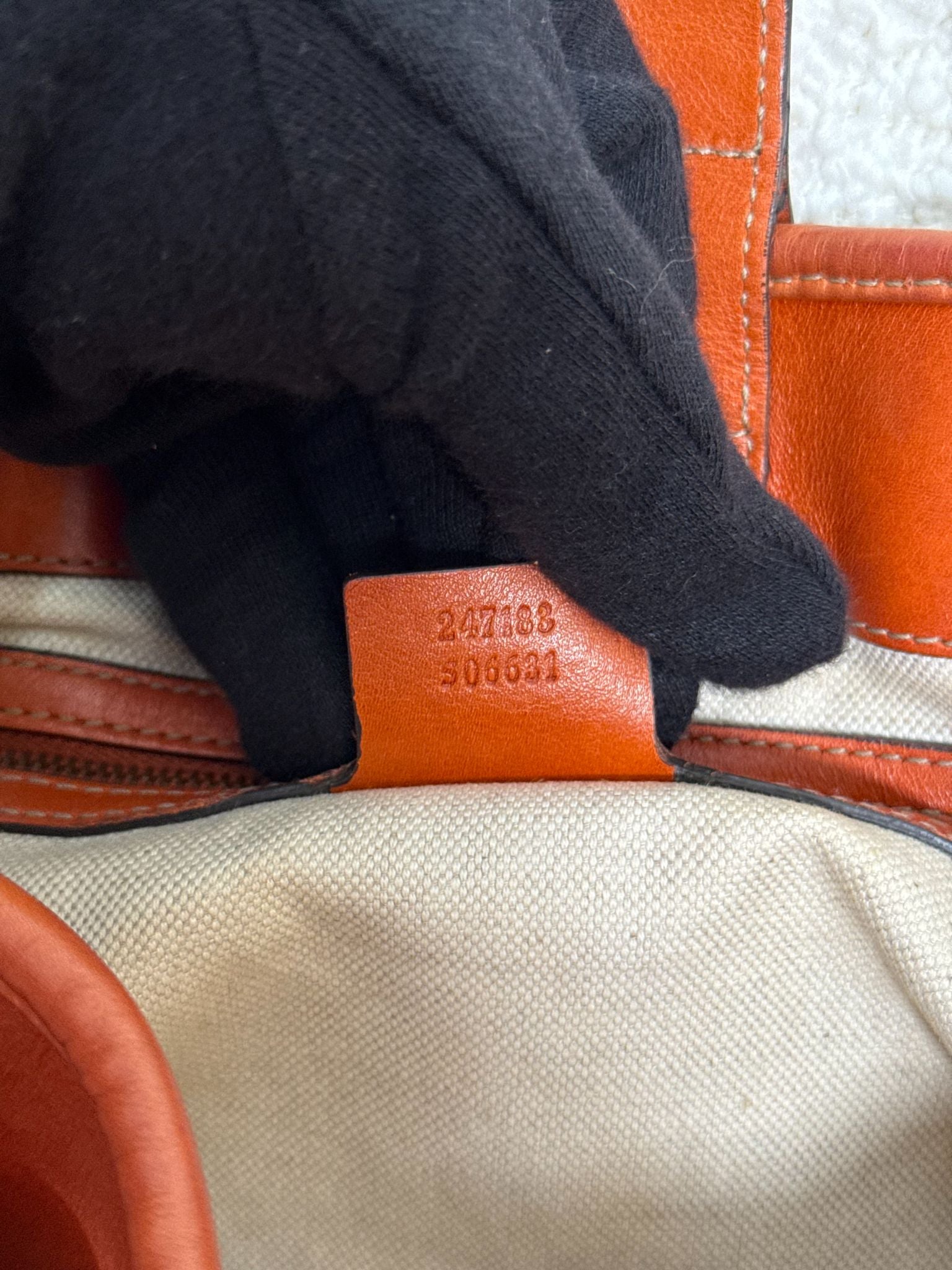 Gucci GG Running Orange Leather Medium Tote Bag