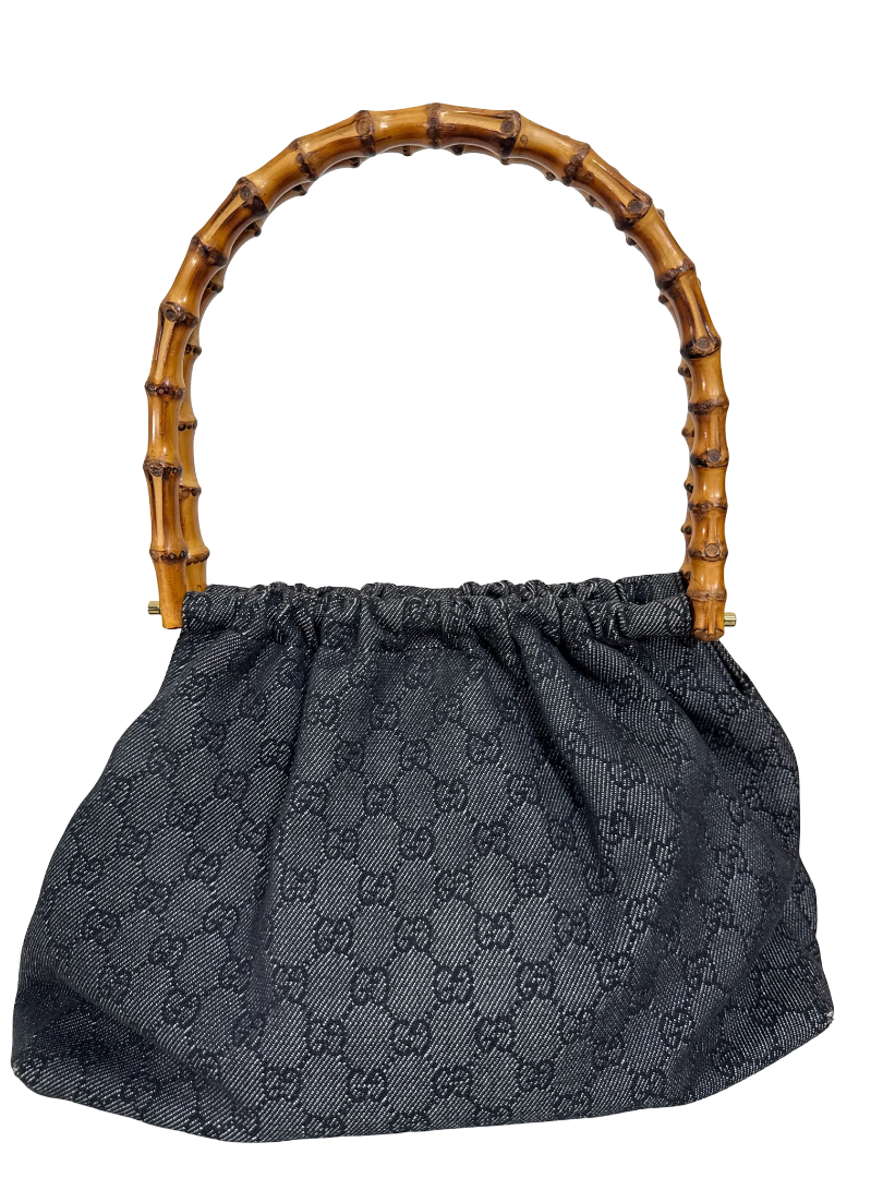 Gucci x Tom Ford GG Denim Bamboo Handle Bag