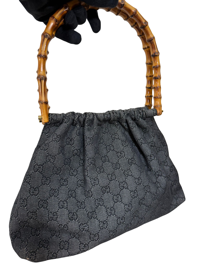 Gucci x Tom Ford GG Denim Bamboo Handle Bag