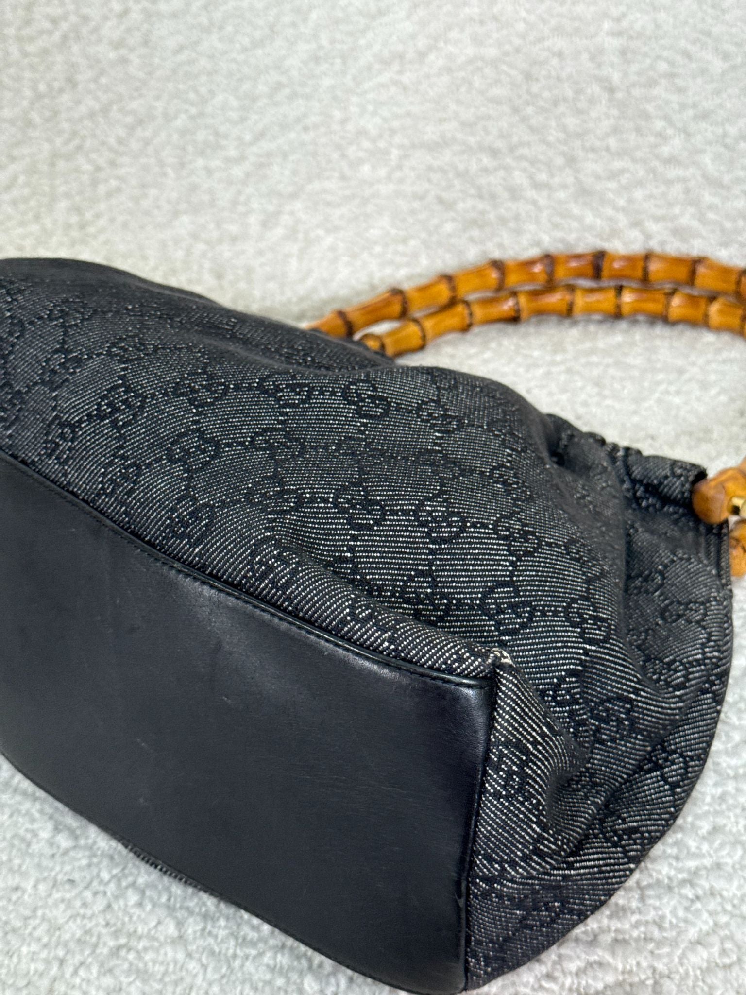 Gucci x Tom Ford GG Denim Bamboo Handle Bag