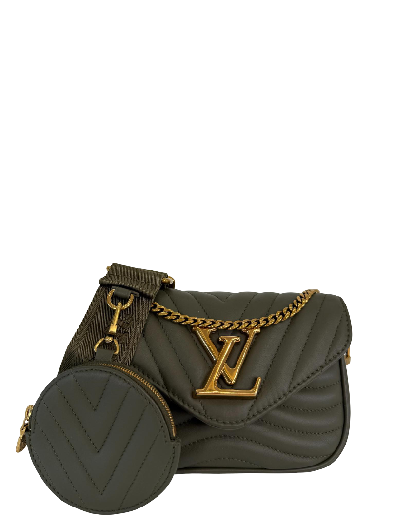 Louis Vuitton New Wave Multi Pochette Quilted Khaki Calfskin