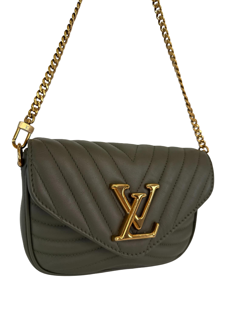 Louis Vuitton New Wave Multi Pochette Quilted Khaki Calfskin