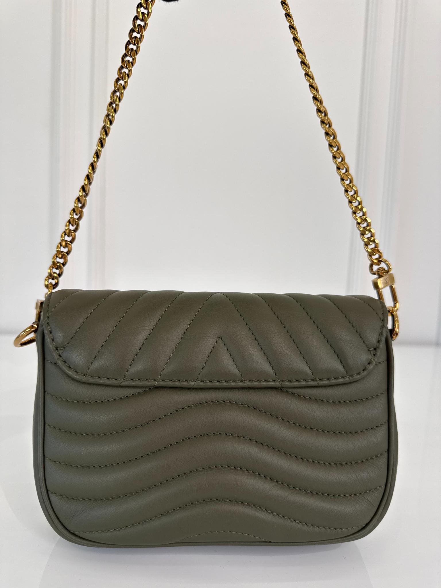 Louis Vuitton New Wave Multi Pochette Quilted Khaki Calfskin