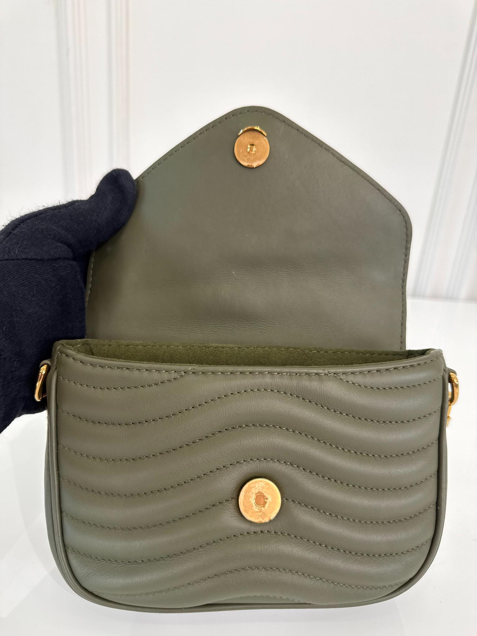 Louis Vuitton New Wave Multi Pochette Quilted Khaki Calfskin