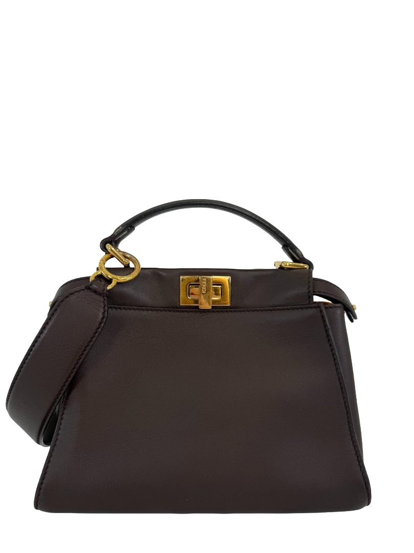 Fendi Peekaboo ISeeU Small Brown Calfskin Leather Bag