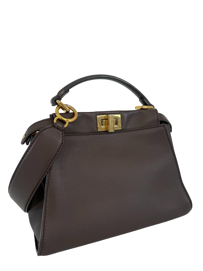 Fendi Peekaboo ISeeU Small Brown Calfskin Leather Bag