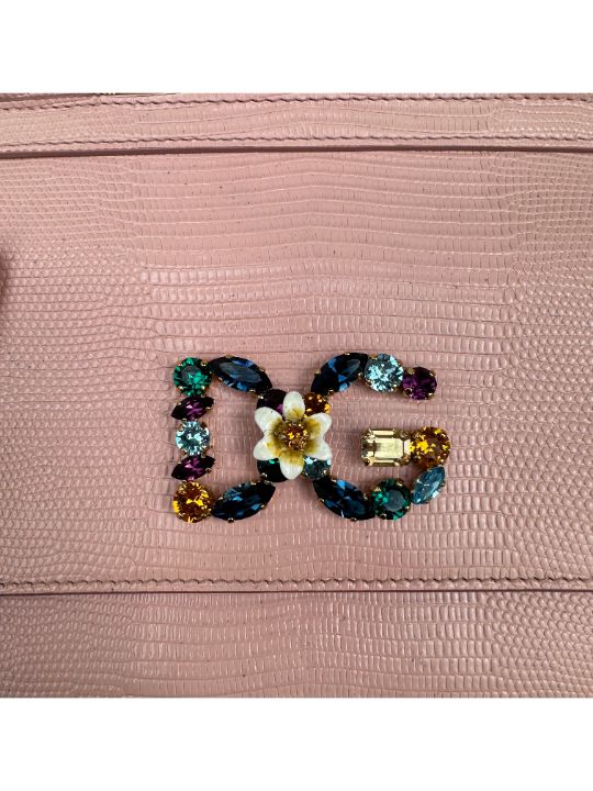 Dolce & Gabbana Small Miss Sicily Crystal Laizard Handbag