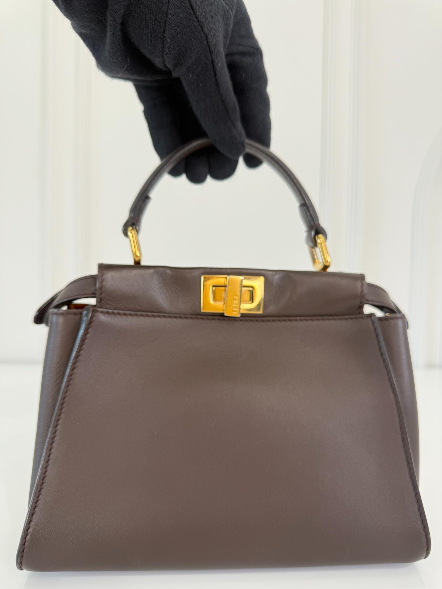 Fendi Peekaboo ISeeU Small Brown Calfskin Leather Bag