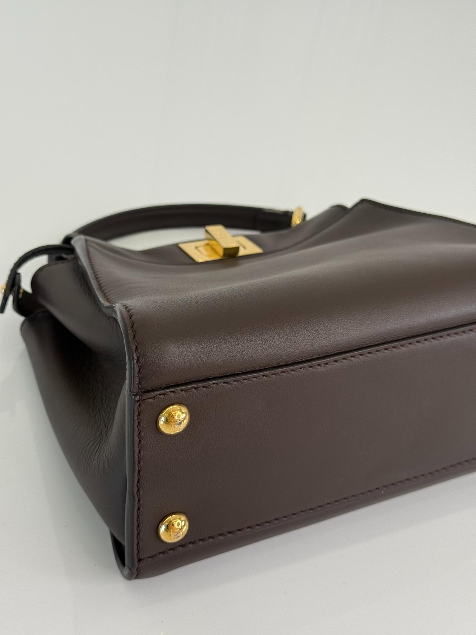 Fendi Peekaboo ISeeU Small Brown Calfskin Leather Bag