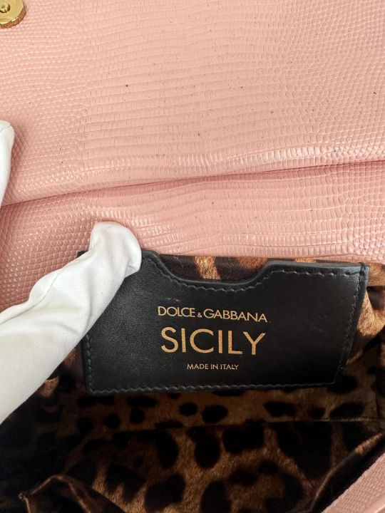 Dolce & Gabbana Small Miss Sicily Crystal Laizard Handbag