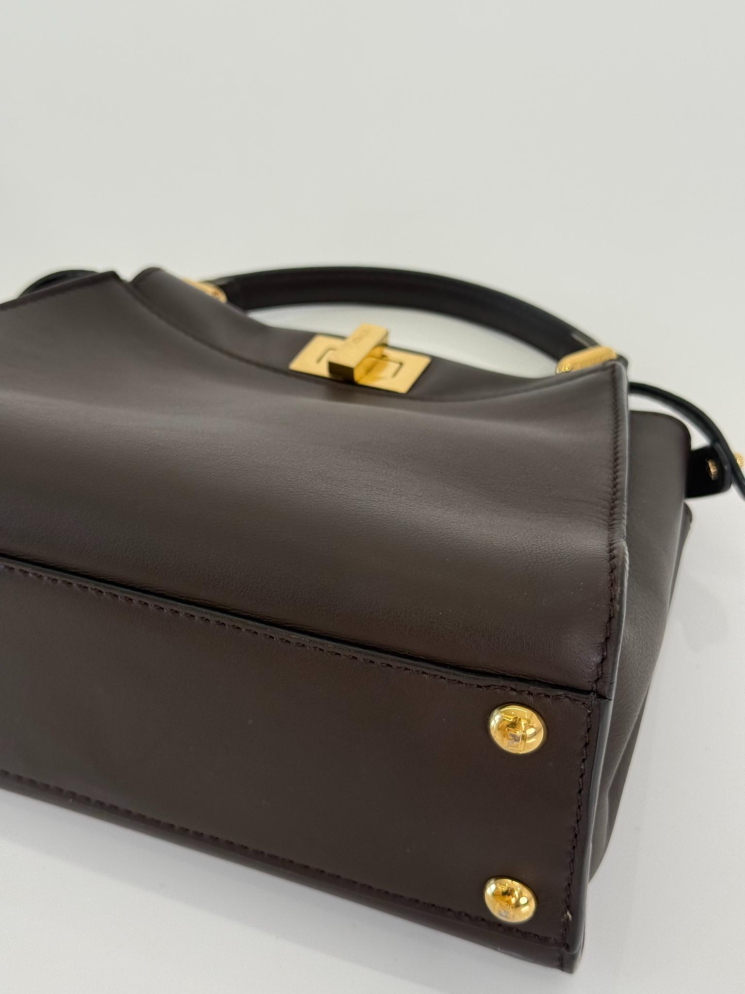 Fendi Peekaboo ISeeU Small Brown Calfskin Leather Bag