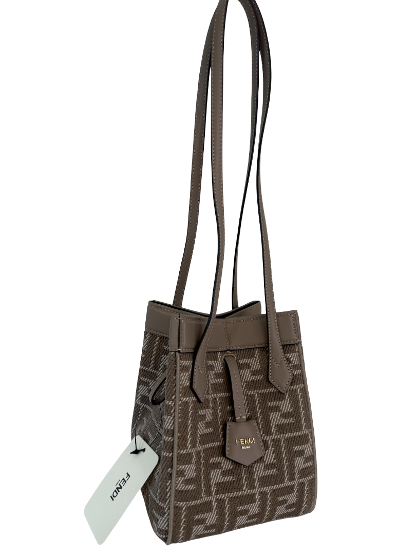 Fendi Origami Mini Bag Beige/Brown FF Jacquard Fabric